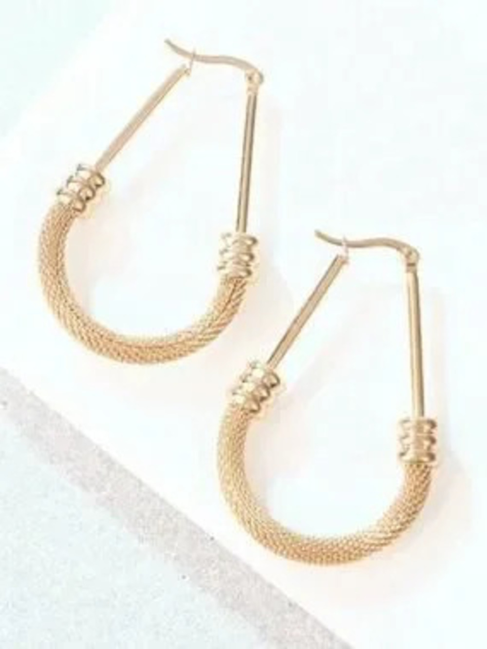 Gold Textured U-Hoop Earrings
